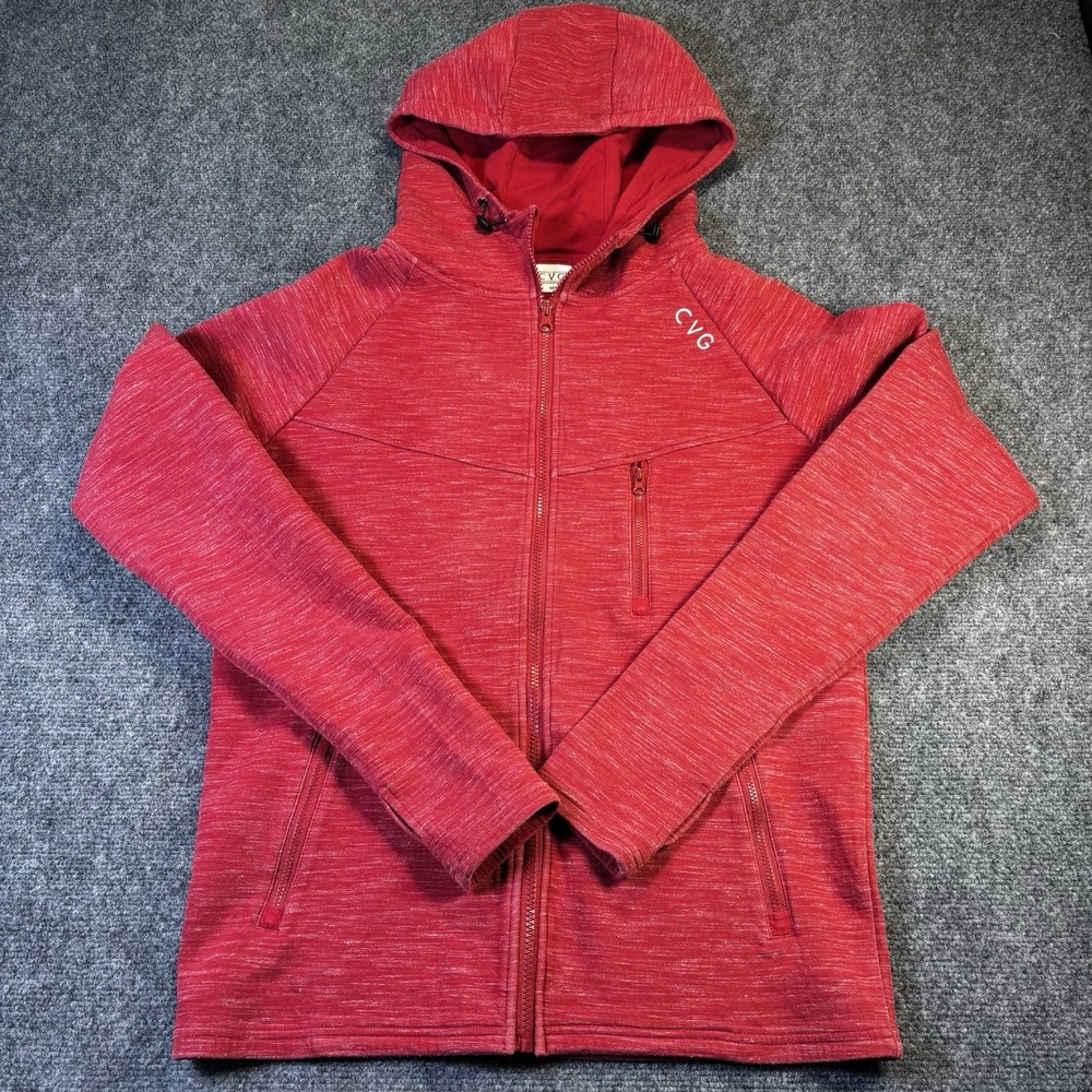 CVG Full Zip‎ Hoodie Womens Medium Red Space Dye Thumbholes Activewear Jacket